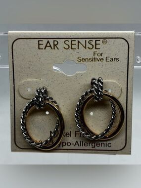 3For$200 Ear Sense Double Hoop Earrings in Silver and Gold